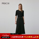 PRICH時(shí)尚圓領(lǐng)針織拼接假兩件連衣裙2025秋季新款氣質(zhì)收腰長(cháng)裙女 19黑色 L (170)