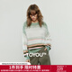 初語(yǔ)針織衫女2025冬季新款圓領(lǐng)多巴胺彩色條紋軟糯毛織休閑上衣 風(fēng)清綠 均碼