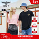 BOY LONDON【小logo】春夏情侶款簡(jiǎn)約休閑雙色針織短袖T恤N01916 黑色 M
