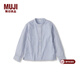 MUJI大童雙層紗織立領(lǐng)長(cháng)袖襯衫兒童襯衣男童女童 童裝 26年春季 藍色條紋 150 /76A