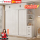古園【包安裝】衣柜臥室家用歐式推拉門(mén)收納儲物衣櫥大衣柜子 180*180*50主柜+頂柜+右邊柜三門(mén)