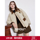 初語(yǔ)美拉德復古撞色拼接燈芯絨棉服女秋冬保暖棉衣百搭外套 卡其色 XL 建議68-75kg