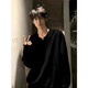 柏銘臣v領(lǐng)長(cháng)袖T恤男春秋季美式潮流痞帥寬松休閑衛衣可外穿內搭打底衫男 黑色 XL 【建議120-140斤】