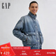 蓋璞（GAP）女裝2026春季新款logo刺繡工裝寬松立領(lǐng)牛仔外套夾克859835