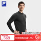 斐樂(lè )官方男子針織長(cháng)袖上衣健身運動(dòng)加絨基礎長(cháng)T 深黑-BK L 175/96A/L