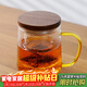 雅集高檔玻璃杯錘紋茶嶼悠覺(jué)杯木蓋款泡茶杯辦公室茶道喝茶杯450ml