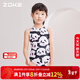 洲克（ZOKE）兒童連體三角卡通印花訓練女童游泳衣122625826 黑白粉小熊花130