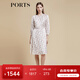 PORTS寶姿商場(chǎng)同款早春新品女裝交織光影印花連衣裙LD8D050PPT017 亞麻淺金印花 M (6)
