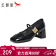 紅蜻蜓瑪麗珍鞋春秋優(yōu)雅法式小皮鞋粗跟女單鞋 WTB24677 黑色 38