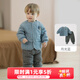 巴厘小豬兒童棉服套裝男童校服內搭神器秋冬季女童打底家居服睡衣寶寶棉襖 月光藍 90