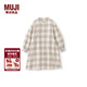 MUJI大童 法蘭絨 長(cháng)袖連衣裙 女童童裝裙子25年冬季純棉CB1PGA5A 米白色格紋 130 /64A