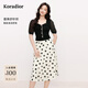 珂萊蒂爾2025年夏季新款拼接黑白波點(diǎn)復古優(yōu)雅連衣裙女顯瘦中長(cháng)裙 黑色 L
