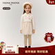 Teenie Weenie Kids小熊童裝25年新款秋冬女寶寶網(wǎng)紗拼接毛織連衣裙 米白色 110 cm