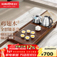 金灶（KAMJOVE）自動(dòng)上水整套茶具套裝 雞翅木實(shí)木茶盤(pán)功夫茶臺茶海電熱茶爐K-185 搭配F9 陶瓷茶具 茶渣桶