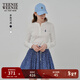 Teenie Weenie小熊女裝長(cháng)袖T恤2025秋季新款半開(kāi)襟溫柔時(shí)尚打底衫 象牙白 M