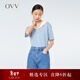 OVV【重磅真絲】春夏熱賣(mài)女裝元氣海軍領(lǐng)條紋短袖襯衫上衣 淺藍條紋07 M
