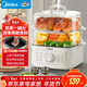 美的（Midea）電蒸鍋電煮鍋電火鍋多功能鍋家用電炒鍋蒸蛋器蒸包子鍋電熱鍋10.8升三層大容量多用途鍋ZGE2323Z02