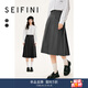 詩(shī)凡黎（‘S EIFINI）詩(shī)凡黎jk裙女新款少女解構黑色高腰顯瘦a字半身百褶裙女 深灰 S