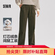 森馬（Semir）休閑褲女冬純棉燈芯絨半松緊腰打褶寬松闊腿褲工裝褲101724127004