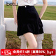 百圖betu女裝2025夏季新款高腰女裙包臀荷葉短裙半身裙裙子女2504T63 黑色 M