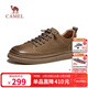 駱駝（CAMEL）復古磨砂牛皮免系軟彈舒適百搭工裝休閑鞋男 G15A046060 卡其 41