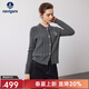 Navigare意大利小帆船女士毛衣秋冬季新款純綿羊毛長(cháng)袖開(kāi)衫通勤針織外套 暗巖灰 L