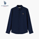 U.S. POLO ASSN.襯衫男秋季長(cháng)袖白色休閑工裝外套高端純棉牛津紡寬松藍色男士襯衣