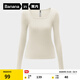 蕉內（Bananain）【劉浩存同款】熱皮501+女士保暖衣內搭長(cháng)袖T恤肌底衣打底衫秋冬 【方領(lǐng)】奶白 M