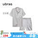 ubras流光滿(mǎn)印翻領(lǐng)短袖短褲套裝家居服睡衣女薄款舒適居家 【男款】短袖短褲-發(fā)呆小羊-灰 2XL