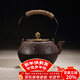 容山堂 蘇韻無(wú)涂層生鐵壺鑄鐵茶壺大容量大號砂鐵樹(shù)藤扇形龜甲紋 朱雀紋銅蓋生鐵壺 1200ml