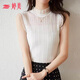 婷美洋氣百搭無(wú)袖背心女春夏蕾絲花邊半高領(lǐng)西裝內搭上衣白色氣質(zhì)打底