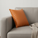 CORRIDORCR|北歐設計師|原創(chuàng  )真皮羽絨靠墊沙發(fā)抱枕頭層牛皮客廳腰枕靠背墊 愛(ài)心橙（進(jìn)口頭層黃牛皮） 45cm*45cm