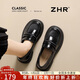 ZHR單鞋女復古英倫風(fēng)厚底樂(lè )福鞋2026春新款粗跟氣質(zhì)皮鞋JF505黑色37