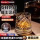 DEATKN德國威士忌杯子旋轉酒杯家用水晶洋酒輕奢高端不倒翁玻璃啤酒帶墊 鉆紋轉轉杯+玻璃底座  280ml 1只 1個(gè)