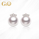 GiO珠寶 Akoya海水珍珠耳釘18K金鉆石皇冠耳飾新年禮物送女友禮物 玫瑰色18K金 珍珠7-7.5mm