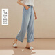 茵曼（INMAN）茵曼復古高腰寬松水洗直筒褲26夏女裝新款垂感闊腿長(cháng)褲 淺牛仔藍 27