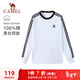 駱駝（CAMEL）純棉t神圓領(lǐng)長(cháng)袖T恤男女款休閑打底衫 C35BAXLN056D 無(wú)際白黑 M