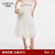 歌莉婭天絲半身裙女2025新款達人穿搭高腰蛋糕裙子1E1L2B22A 07W米色 M