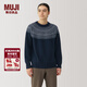 MUJI男式 安第斯羊毛提花編織 圓領(lǐng)毛衣 男士冬季男款針織衫 AA0RLA4A 深藏青色 M 170/92A