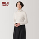 MUJI女式 使用大豆纖維羅紋編織高領(lǐng)長(cháng)袖T恤打底衫女款上衣BB2Q5A4A 象牙色 M （160/84A）