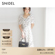 SNIDEL2025春夏優(yōu)雅V領(lǐng)泡泡袖印花連衣裙SWFO252017 象牙白 M (1)