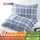 潔麗雅（Grace）抗菌三層紗布枕頭巾 加大加厚吸濕透氣枕巾 格律-藍78*52cm單支裝