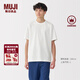 MUJI男式天竺編織圓領(lǐng)短袖T恤男士打底衫男款休閑上衣夏季男裝 白色 L (175/100A)