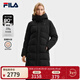 斐樂(lè ) 90鵝絨|斐樂(lè )官方女裝長(cháng)款鵝絨羽絨服2025冬季新款連帽保暖外套 正黑色-BK M 165/84A/M