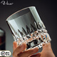 維洛斯高檔日式威士忌酒杯手工刻花江戶(hù)切子洋酒杯家用水晶玻璃酒杯酒具 2只透明款【禮盒】