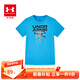 安德瑪（Under Armour）童裝短袖T恤男大童籃球T恤夏款圓領(lǐng)透氣寬松休閑運動(dòng)上衣 藍色 140 【尺碼偏小，按正常拍大一碼】