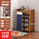 家用多層防塵鞋架子門(mén)口過(guò)道鞋柜經(jīng)濟型出租屋入戶(hù)柜置物架收納架 茶色-藍色布簾五層50