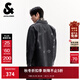 杰克·瓊斯（JACK&JONES）男裝冬季新款字母圖案休閑深灰牛仔寬松長(cháng)袖襯衫外套225462002 A16深灰牛仔 常規 L