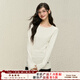 ELEVEN SLEEP女款內搭打底衫秋冬韓系刺繡圓領(lǐng)百搭保暖長(cháng)袖t恤女 白色 M