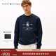 Tommy Hilfiger【明星同款】秋男女雙面布植絨徽章字母圓領(lǐng)衛衣情人節禮物 藏青色DW5 XL （推薦：165-180斤）